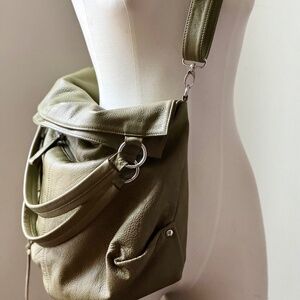 Olive Green Donna Bella Leather Big Slouchy Bag